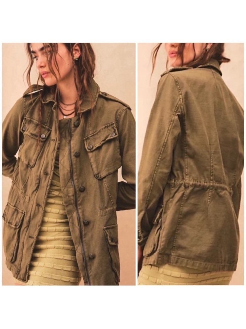 Free People Not Your Brothers Green Surplus Jacket
